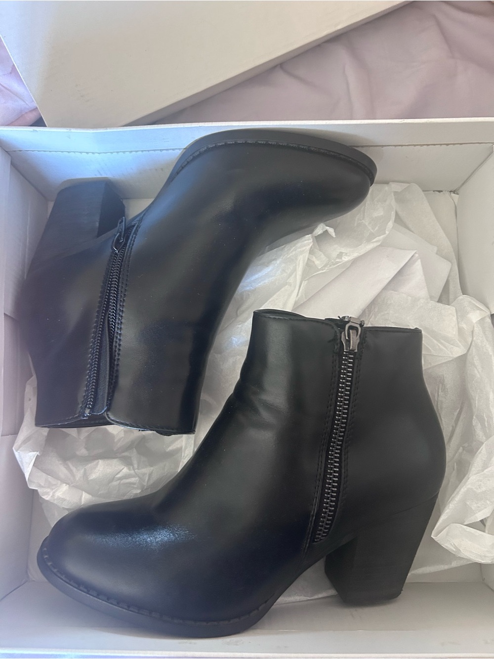 Classic Black Side-Zip Ankle Booties with Block Heel